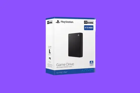Boîte d'un disque dur externe Seagate 4TB pour PS5/PS4. Idéal pour savoir comment choisir un disque dur externe pour étendre votre espace de jeu.