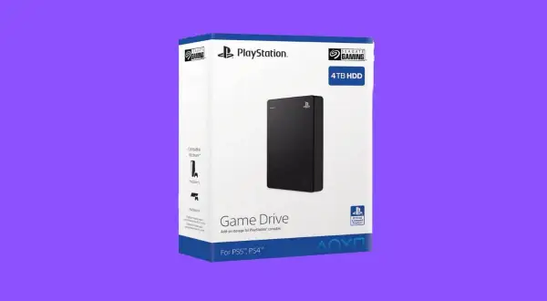 Boîte d'un disque dur externe Seagate 4TB pour PS5/PS4. Idéal pour savoir comment choisir un disque dur externe pour étendre votre espace de jeu.