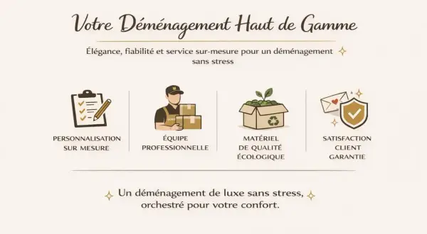 Annoncez un déménagement de luxe : personnalisation, équipe pro, matériel éco, satisfaction garantie. Votre confort avant tout.