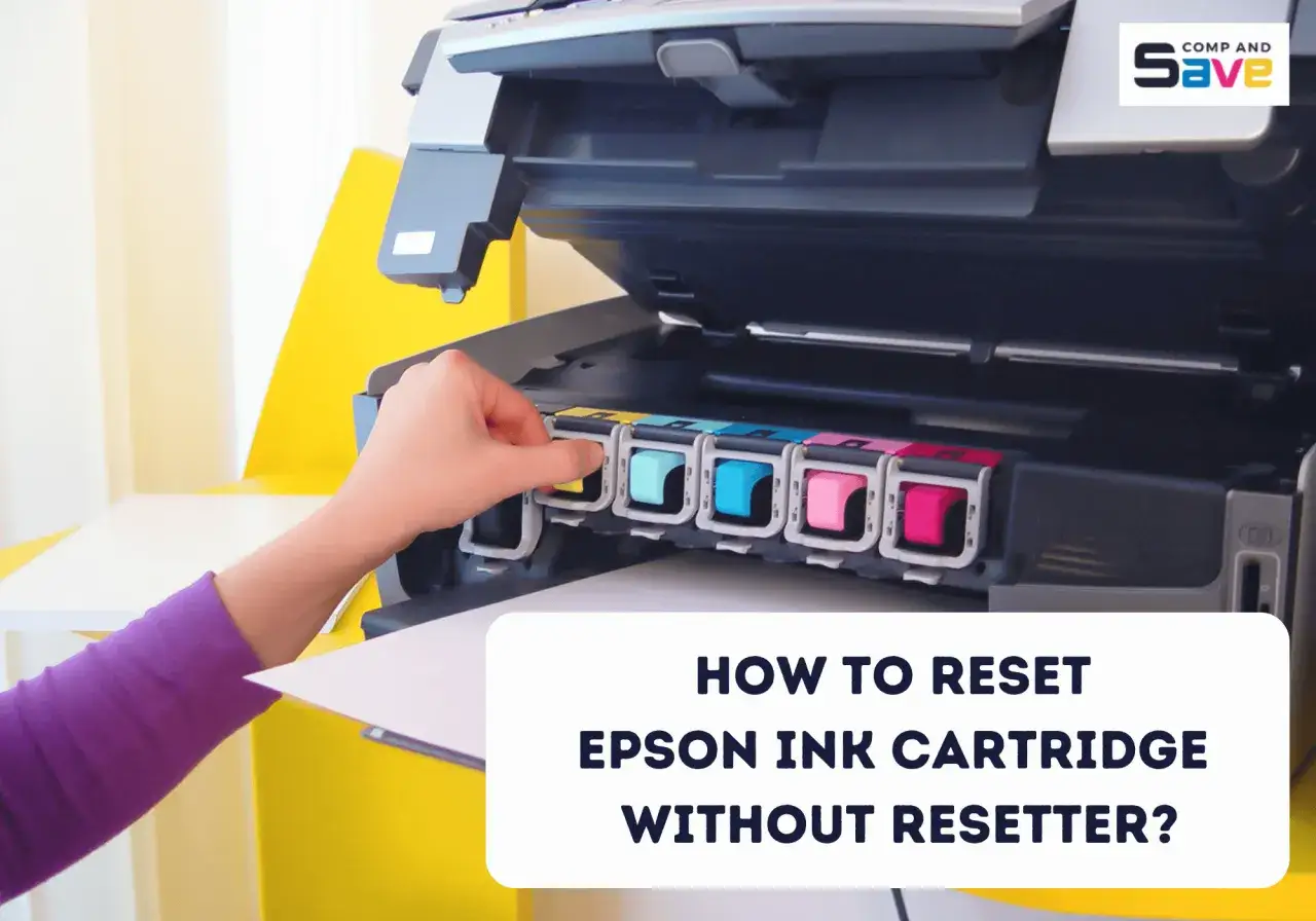 Main d'une personne ins&eacute;rant une cartouche d'encre compatible non reconnue Epson dans une imprimante.