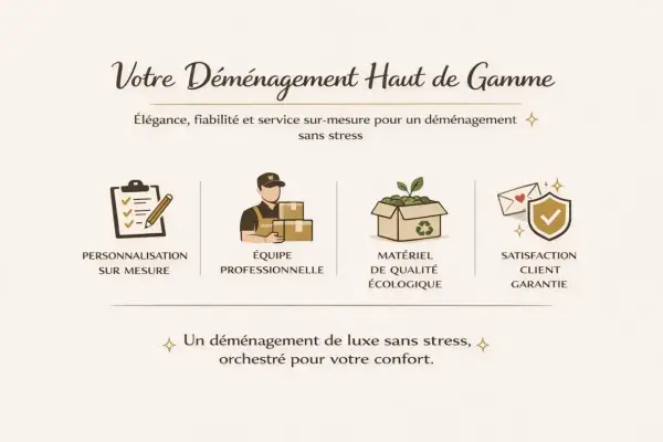 Annoncez un déménagement de luxe : personnalisation, équipe pro, matériel éco, satisfaction garantie. Votre confort avant tout.